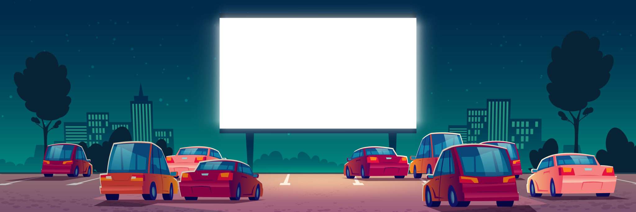 フランスの雰囲気を感じさせる、夜の駐車場にある誰もいない看板。