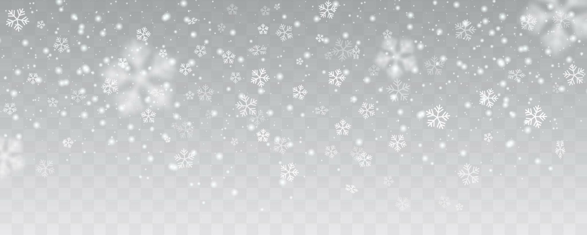 フランスの透明な背景に雪の結晶が落ちる。