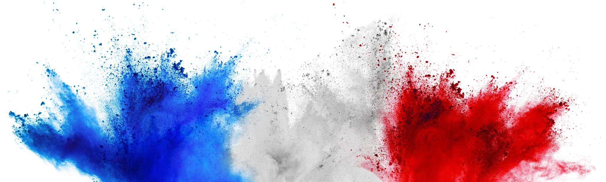 白地に赤、白、青の粉を吹き付けてフランスの色を表現しています。