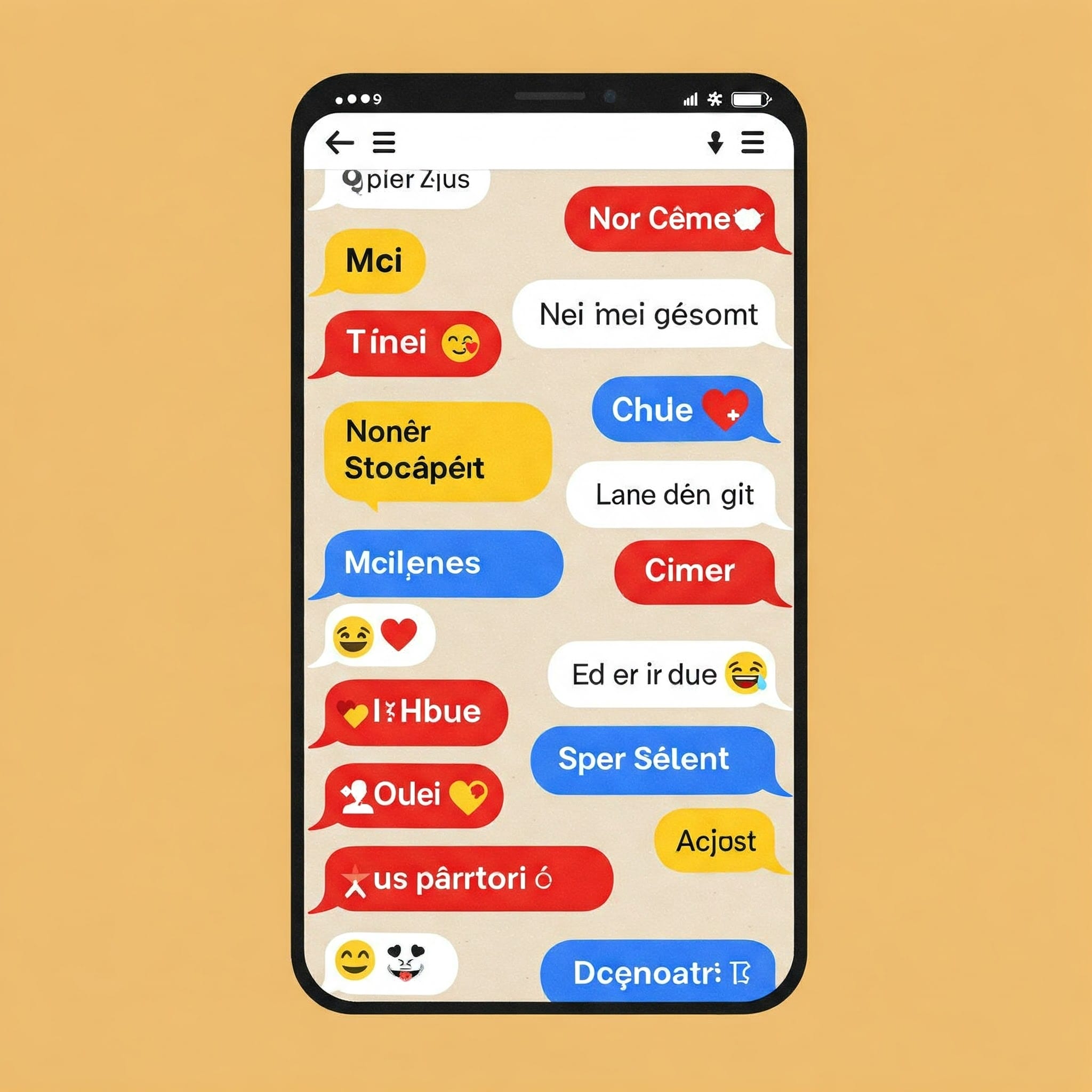 スマートフォンのチャット画面でスラングを使うイラスト