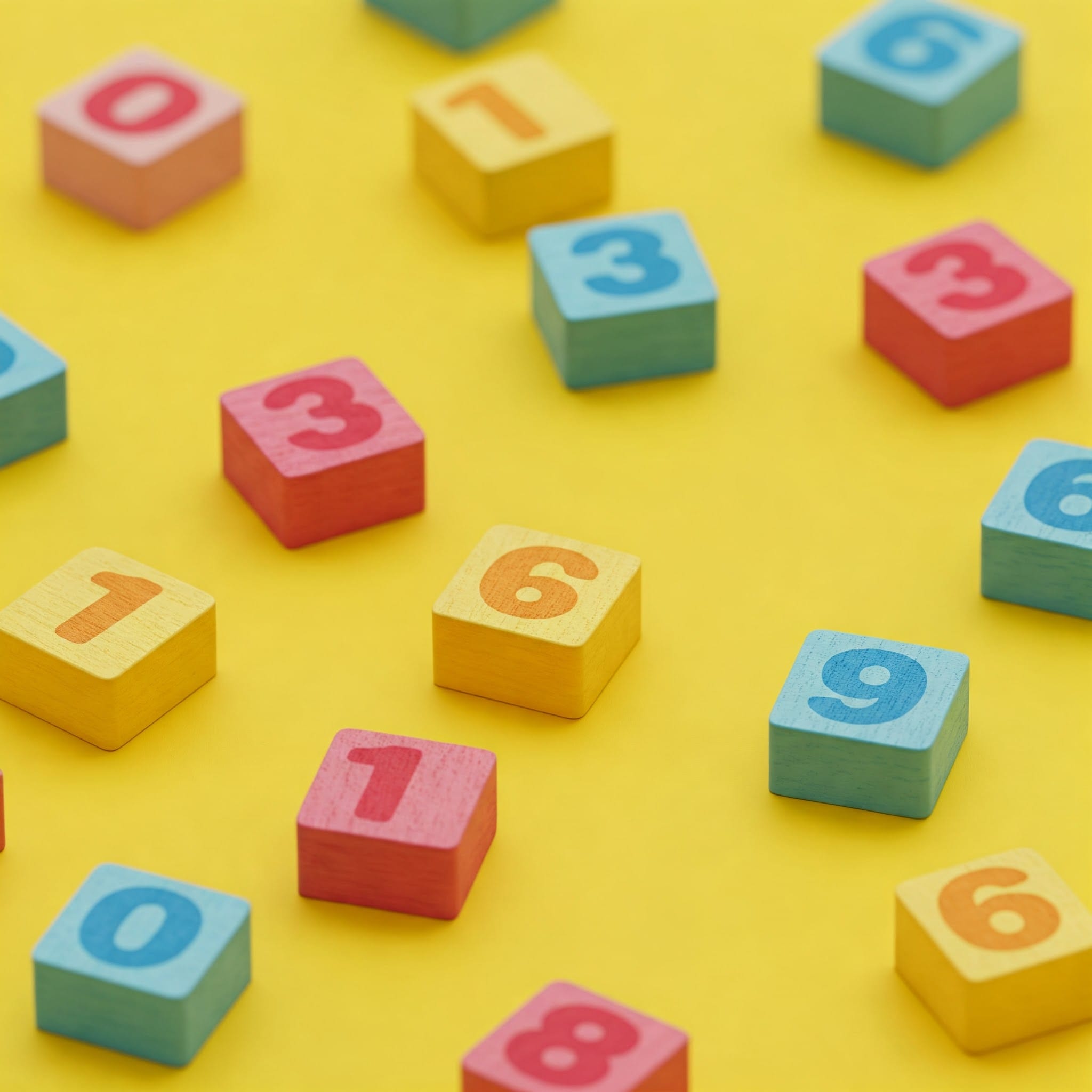 フランス語の数字がデザインされたカラフルなブロック