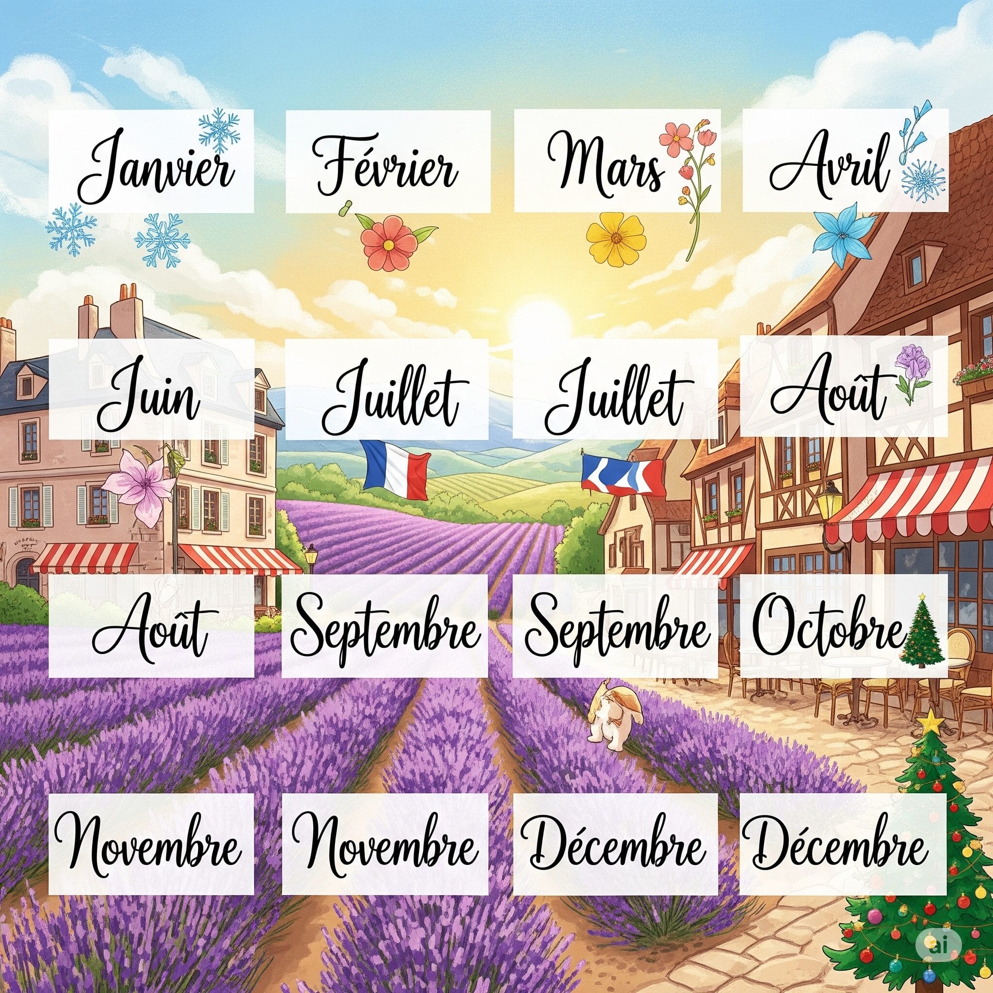 フランス語の12ヶ月とフランスの風景