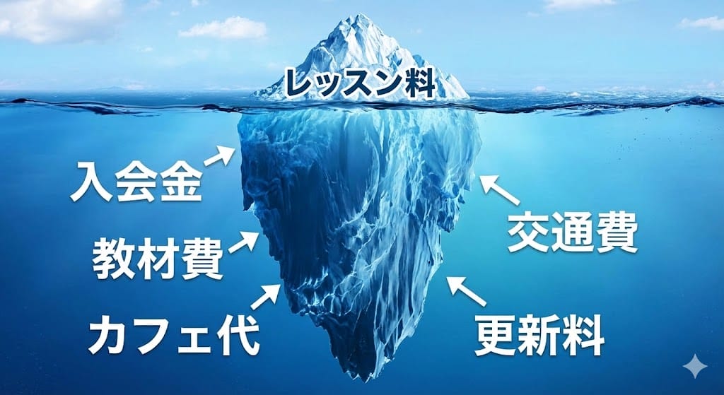 カフェレッスンでの騒音トラブルや困惑する生徒のイラスト