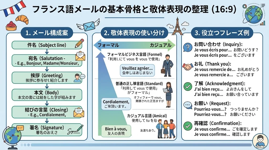フランス語メールの基本構成と表現を整理したノート