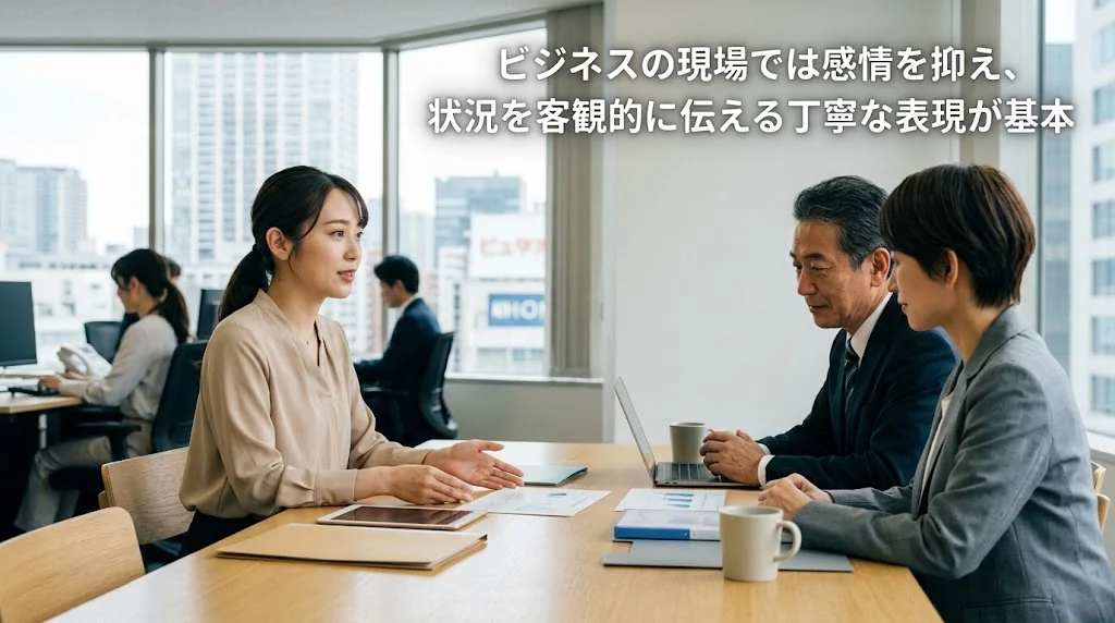 現代的なオフィスで礼儀正しく同僚と会話する学習者