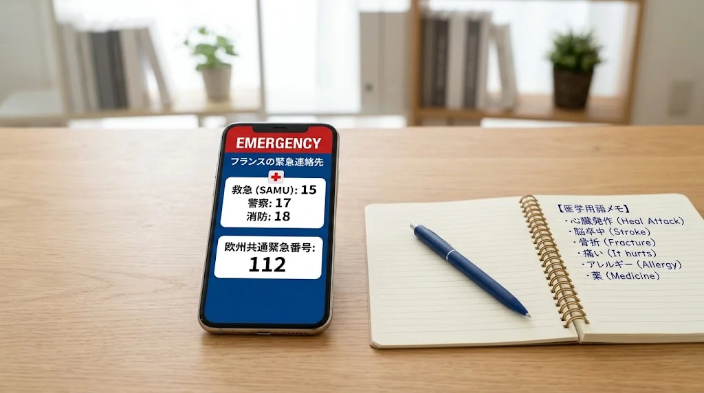 パリの明るい診療所受付で書類を提出し手続きを行う患者