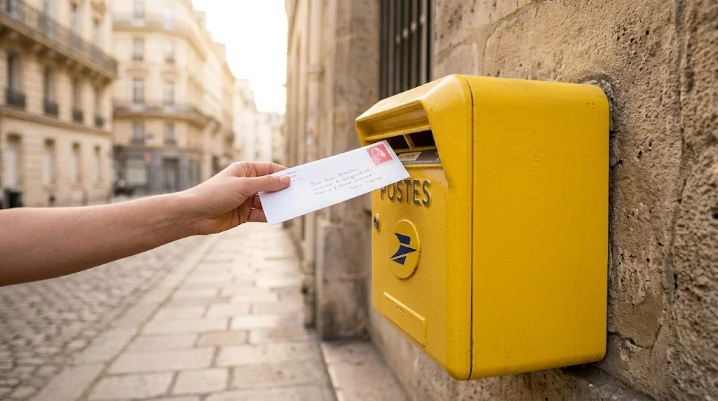フランス語で学ぶ!荷物、手紙、郵便の単語と実践的な会話例の解説イメージ