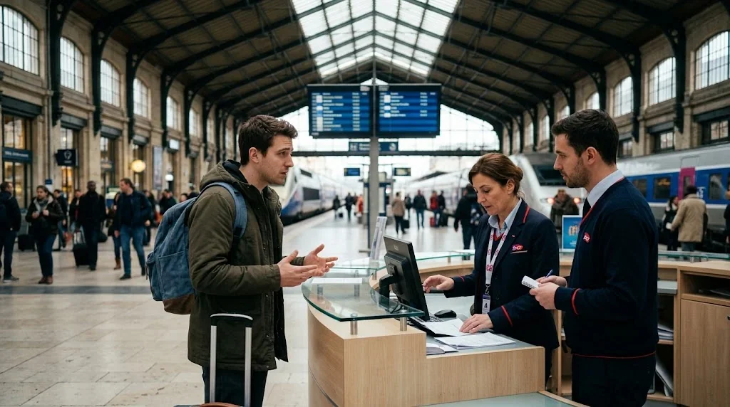 フランスのSNCF(国鉄)の列車と駅のホーム