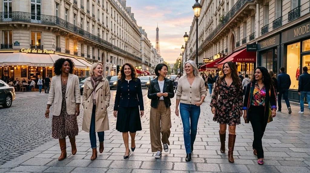 フランス人女性の薄化粧スタイルと自然なメイク方法の解説イメージ