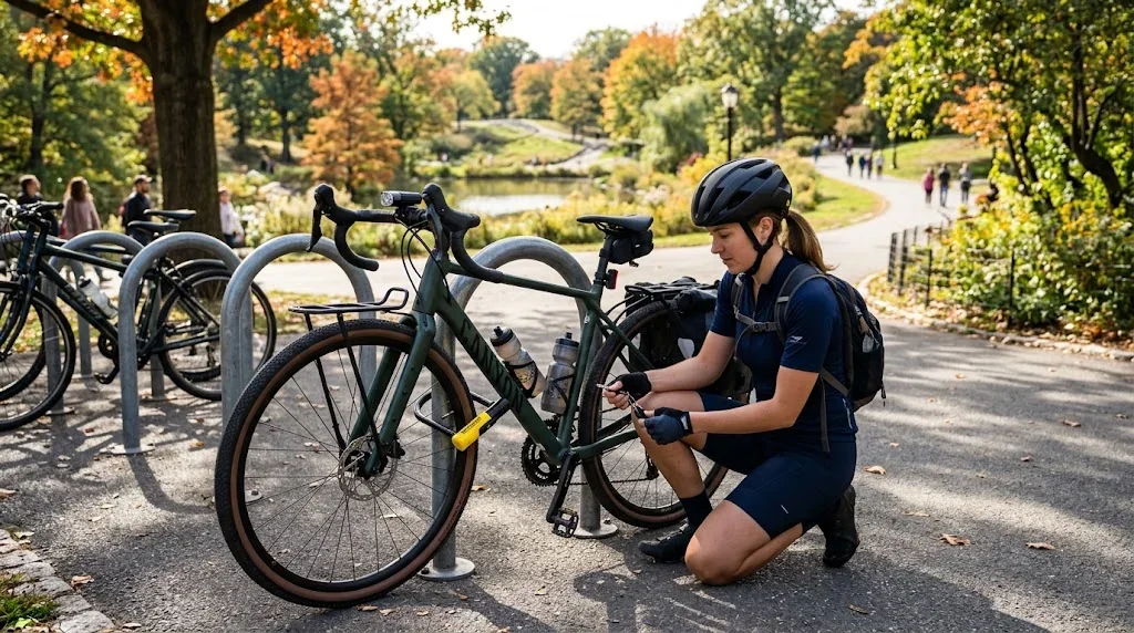 フランスでの厳重な自転車のロック