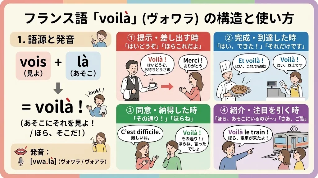 「voilà」の構造と発音を解説したインフォグラフィック