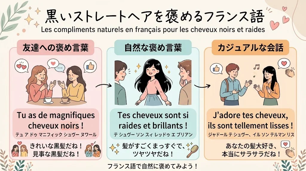 髪型を褒め合うフレーズを示したインフォグラフィック